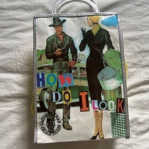 Vinyl transparent bag with vintage artwork